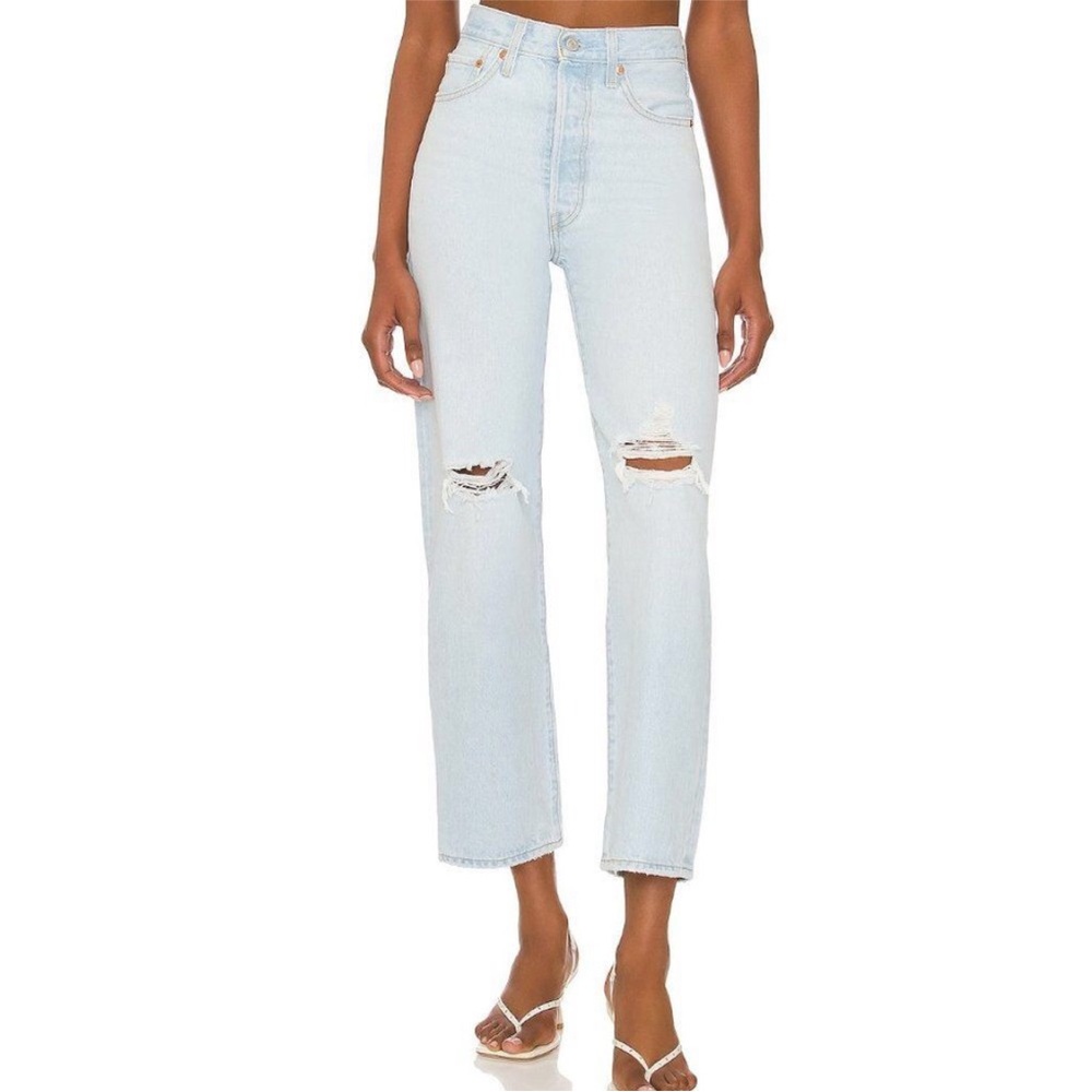 Levi's Premium RIBCAGE STRAIGHT ANKLE JEANS Ojai Up Light Wash Size 30
